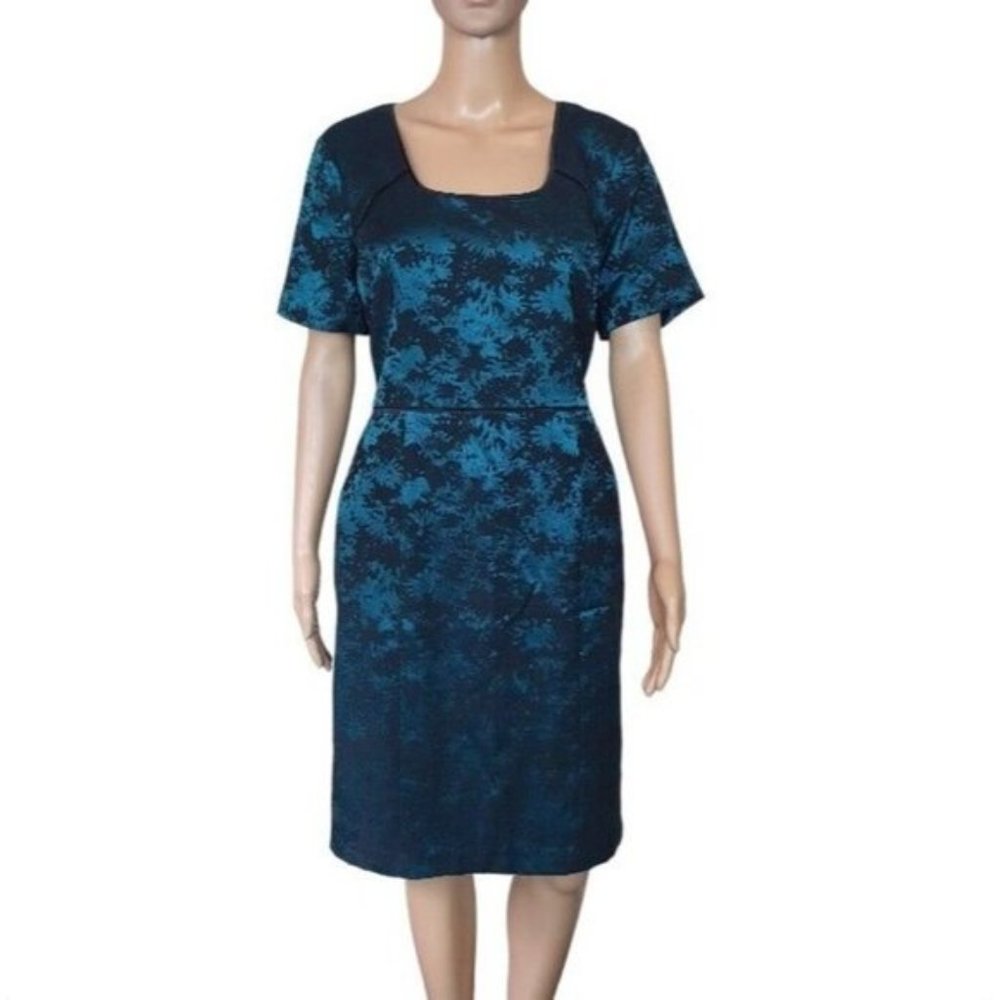 Diana ferrari dress vintage Sz 12 jacquard floral brocade teal NEW cocktail